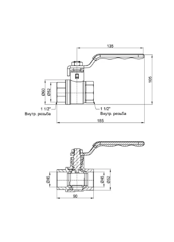 Кран кульовий Standart 1/2 ВР для води (важіль) SD600NW40PN40 Thermo Alliance (395713385)