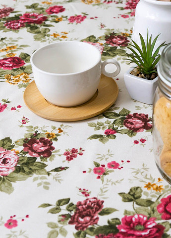 Скатертина з тефлоновим покриттям "Троянда бордо" 2.4м х 1.5м + 8 серветок Homedec - (321982173)