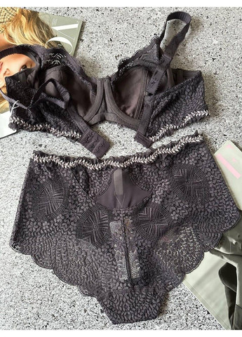 Сливовый кружевной комплект с бюстгальтер с трусиками шортики сливовый Lanny Mode