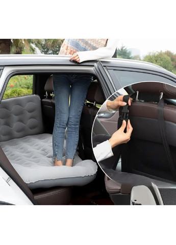 Портативний надувний матрац спальне місце з двома подушками насосом в салон машини автомобіля 130×75 см (481111-Prob) Сірий Unbranded (353827836)