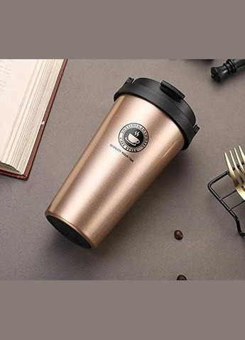 Термокухоль з напувалкою та ручкою 400 мл золотистий (1756374541) No Brand (329723633)