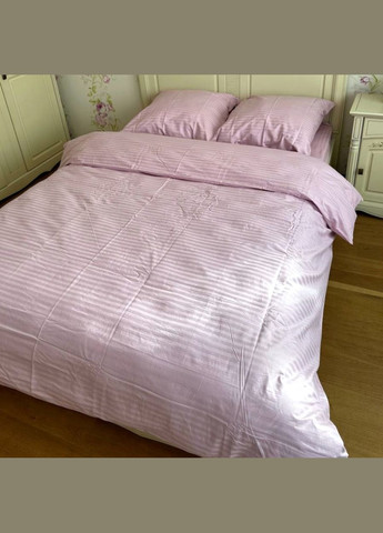 Комплект постельного белья двуспальный Страйп сатин Розовый 54666 Ananasko (316504565)