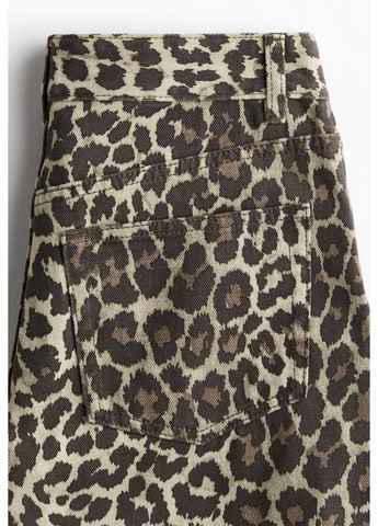 Женские джинсы леопардового принта Wide Regular waist (58137) W34 Бежевые H&M - (322377024)