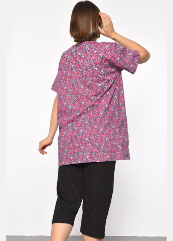 Костюм домашний женский полубатальный розового цвета с принтом Let's Shop (299764446)