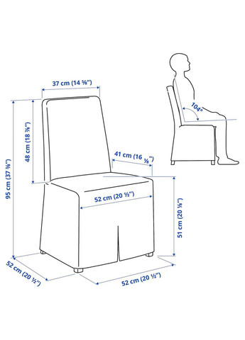 Крісло з довгим чохлом ІКЕА BERGMUND (s09384602) IKEA (278406867)