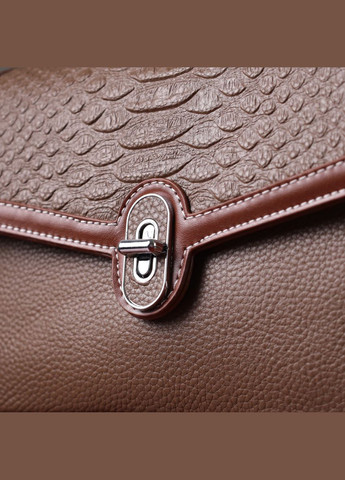 Женская сумка с фактурным клапаном из натуральной кожи коричневая 22621 Vintage (329197668)