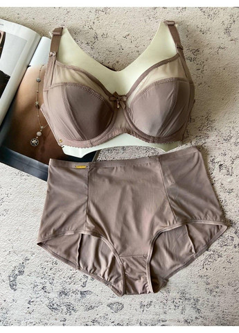 Коричневый женское нижнее белье комплект трусики и бюстгальтер капучино Lanny Mode