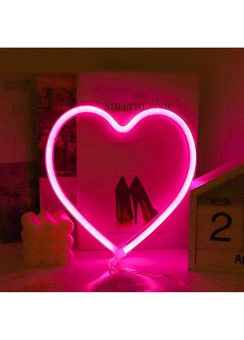 Настенный неоновый светильник "Сердце" розовый на батарейках/USB 20*21см Smarti (371330763)