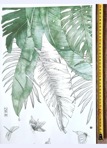 Вінілові наклейки Великі зелене листя папороті (лист 60 х 90 см) Б79-12 No Brand (335976676)