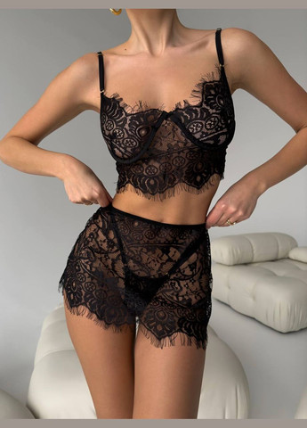 Черный демисезонный комплект белья No Brand