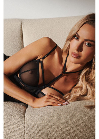 Сорочка прозрачная с гартерами Arrowel Chemise Black Obsessive (360560439)