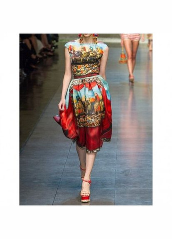 Комбинированное коктейльное платье с пышной юбкой No Brand персонажи