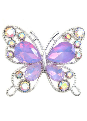 Стразовый декор Бабочка, основа-серебро, 40х33 мм, сиреневый No Brand (341731048)