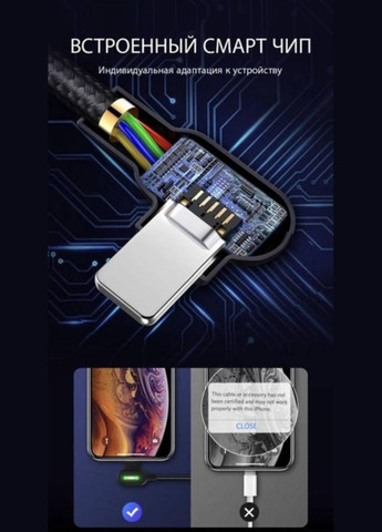Двухсторонний зарядный кабель для iPhone iPad 90° USB to Lightning с LED подсветкой 50 см McDodo (316093884)