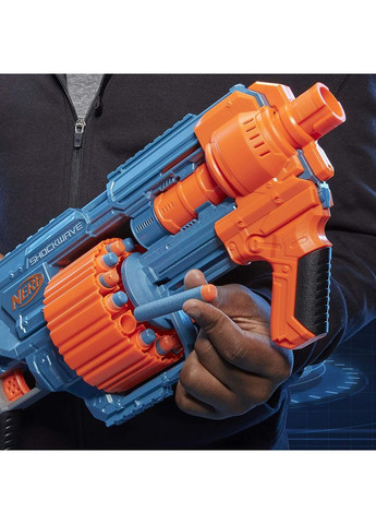 Бластер Nerf Elite 2.0 Shockwave RD-15. Нерф Элит Шоквейв. Помповый бластер с барабаном на 15 стрел. Hasbro (365251425)