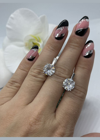 Классические серьги с большим кубическим цирокнием. No Brand (323214565)