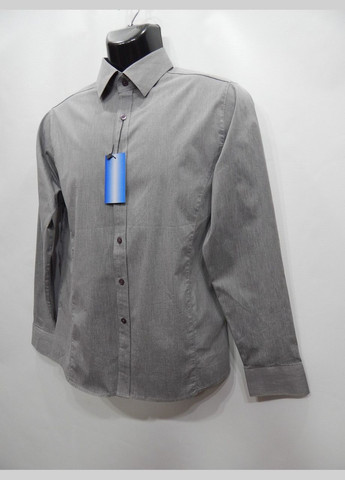 Серая кэжуал рубашка однотонная No Brand