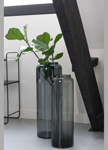 Ваза стеклянная прозрачная черного цвета 70 см Бельгия (14040) J-Line (305394896)