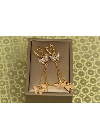 Серьги подвески Хuping Jewelry три бабочки 6 см золотистые love-shopping Xuping Jewelry (354661716)