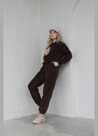 Темно-коричнева повсякденний, кежуал довга сукня з капюшоном на флісі Vakko однотонна