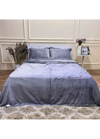 Євро комплект Теплої велюрової постілі “Monica” розмір 200х230 см. колір Сірий Koloco Моніка (364462010)