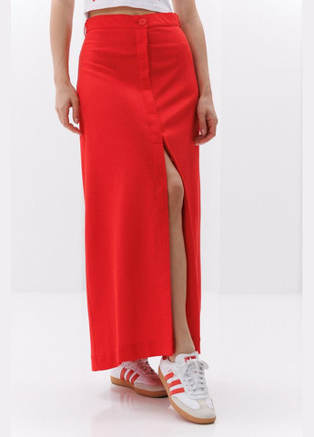 Красная длинная льняная юбка с пуговицами спереди Arjen