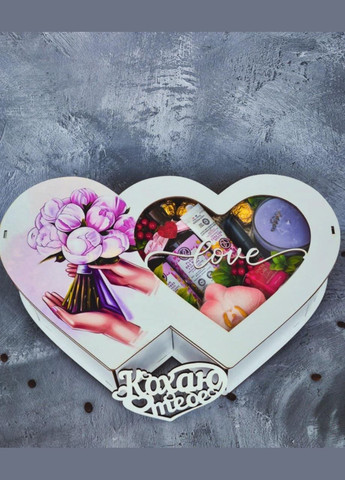 Подарунковий набір у вигляді подвійного сердечка "Коханій" з косметикою та солодощами на Миколая, На Новий рік No Brand (340535685)