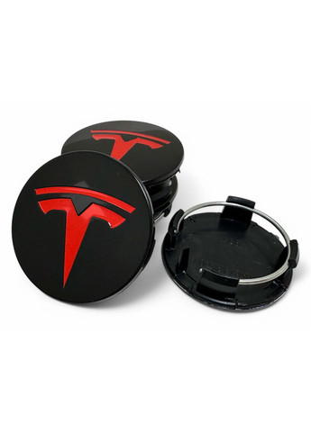 Ковпачок для дисків Тесла заглушка для дисків 57/50 мм з червоним логотипом. (1 шт.) Tesla (354698717)