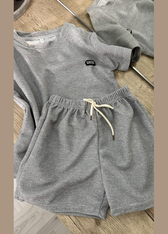Сірий літній дитячий костюм для хлопчика шорти + футболка з шортами BabyStyle