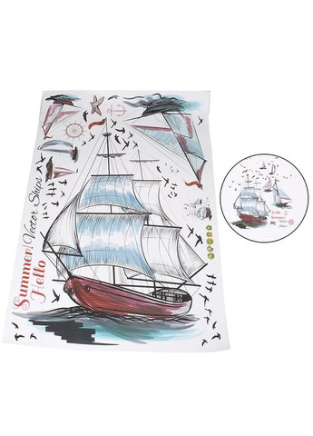 Наклейка на стену в офис 5 парусных корабля (лист 60 х 90 см) Б131-2 No Brand (302242809)