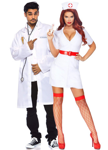 Костюм медсестри 2 предмети, біло-червоний Leg Avenue (347314296)