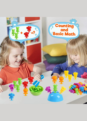 Дитяча розвиваюча гра сортування Монтесорі Тварини 36 шт. Сортер на присосках по кольорам з пінцетом та тарілочками No Brand (302672343)