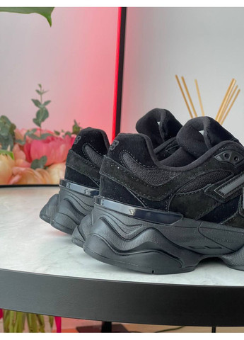 Черные демисезонные кроссовки мужские и женские new balance 9060 triple black | нью баланс 9060 черные No Brand