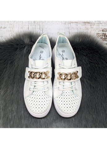 Белые слипоны женские перфорированные эко-кожа Princess