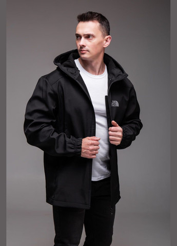 Черная демисезонная мужская куртка softshell на флисе Vakko