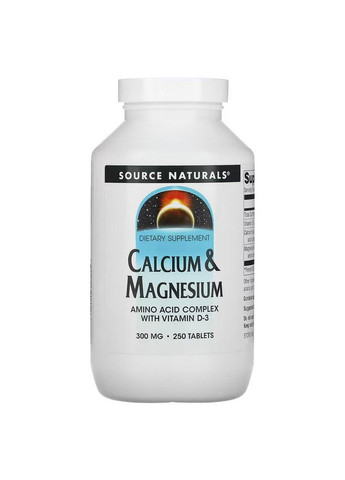 Вітаміни та мінерали Calcium & Magnesium 300 mg, 250 таблеток Source Naturals (293340896)