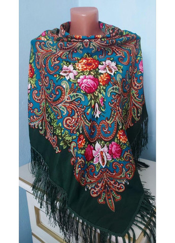 Українська хустка на Різдво, 110см плюс торочки, зелена хустка No Brand (366817624)