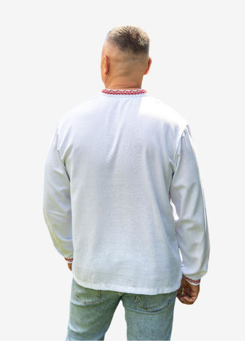 Белая вышиванка мужская льняная мужество белое с красной вышивкой Україна лен (322301863)