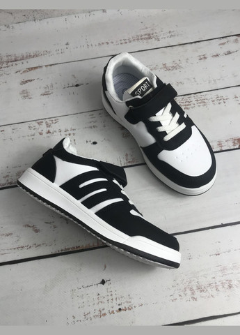 Комбіновані всесезон кросівки дитячі для хлопчика чорно-білий (591) ВВТ