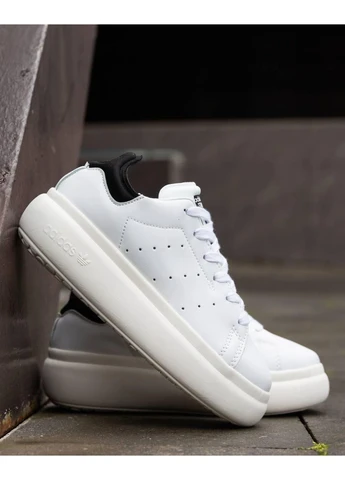 Белые летние кроссовки adidas stan smith pf white black адидас стен смит No Brand