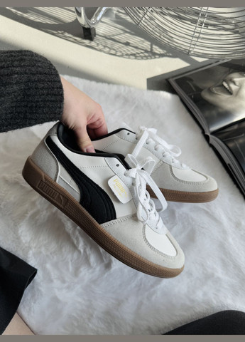 Кросівки жіночі і чоловічі Puma Palermo Leather White Grey Black Gum | Пума Палермо білі No Brand білі демісезони (339604419)