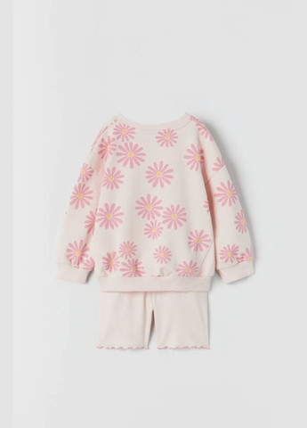 Рожевий демісезонний костюм для дівчинки світшот та шорти Zara світшот та велосипедки