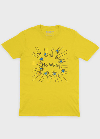 Желтая мужская футболка с патриотическим принтом no war (ts001-1-sun-005-1-028) Modno