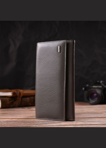 Містке жіноче портмоне з натуральної шкіри флотар 21851 Сіре Canpellini (331906946)