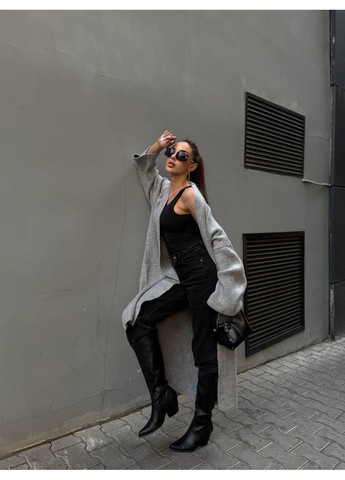 Серый демисезонный кардиган No Brand