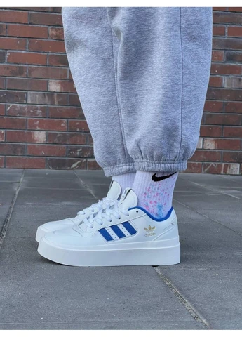 Білі літні кросівки adidas forum bonega white blue адідас форум No Brand