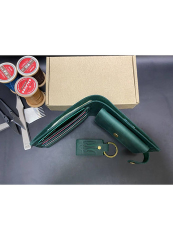 Кожаный Кошелек с Монетницей Ручной Работы по Натуральной Коже Зеленый Цвет No Brand (358203441)