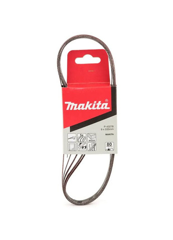 Набор шлифовальной ленты P-43278 (9х533 мм, К80, 5 шт) шлифлента (30519) Makita (295034497)