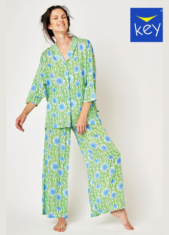Зеленая пижама женская lns 509 a24 l зеленый, голубой Key