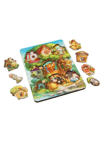 Деревянный пазл-вкладыш "Где чей домик на дереве?" (ПСД172) PSD172 трехслойный Ubumblebees (372494828)